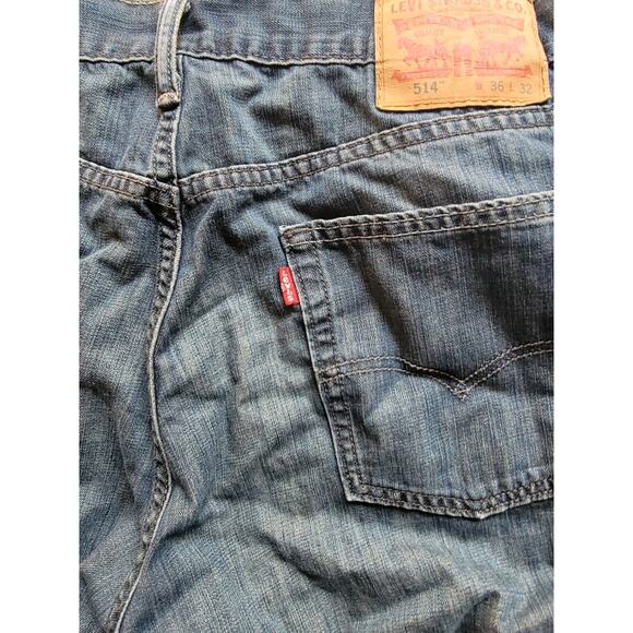 Mens Levi’s 514 Cotton Slim Straight Medium Dark Wash Blue Jeans Size 36x32 - Picture 9 of 10